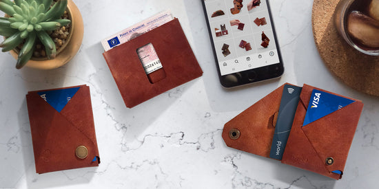 stitch-less vegetable tanned leather card holder