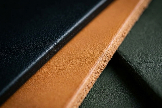 Close-up of leather with different textures and colors