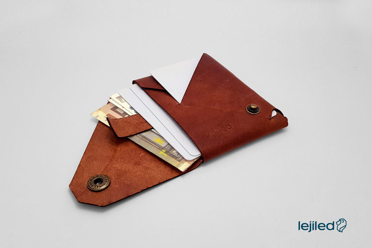 Leatherology Camel Envelope Card Case, Business Card ID Holder, Full Grain  Leather